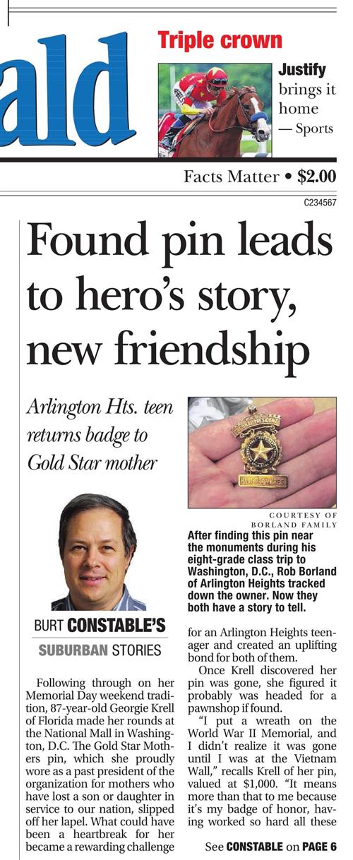 This is a picture of a clipping from the Daily Herald's article. It is a cover article. This is a picture of a clipping from the Daily Herald's article. It is a cover article.